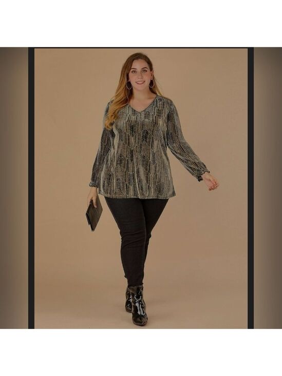 Agnes Orinda Tops - Agnes Orinda | Women's Plus Size Metallic Top | Size 3X